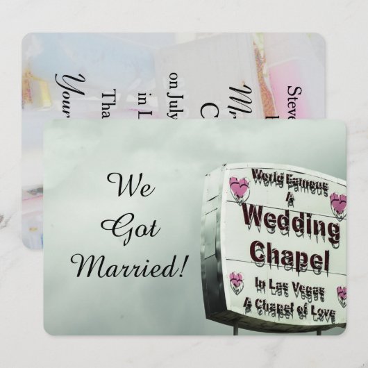 "We zijn getrouwd"  Las Vegas Eloped  aankondiging (Voorkant / Achterkant)