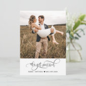 We zijn getrouwd, legant fotohuwelijk aankondiging (Staand voorkant)