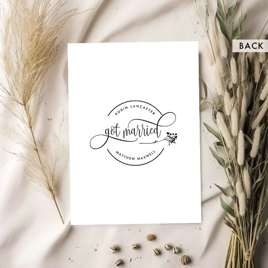 We zijn getrouwd, legant modern huwelijk aankondiging