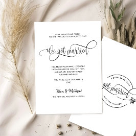 We zijn getrouwd, legant modern huwelijk aankondiging