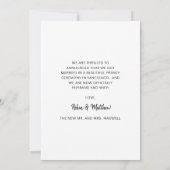 We zijn getrouwd, legant Script Photo Wedding Aankondiging (Achterkant)