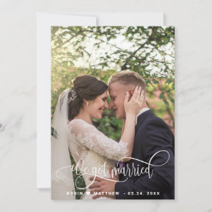 We zijn getrouwd, legant Script Photo Wedding Aankondiging