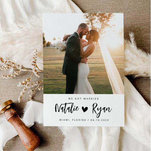 We zijn getrouwd met aangepaste foto bruiloft aank