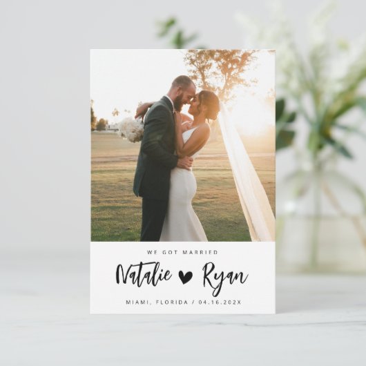 We zijn getrouwd met aangepaste foto bruiloft aank (Staand voorkant)