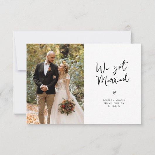 We zijn getrouwd met Black Script Wedding Bedankkaart (Voorkant)