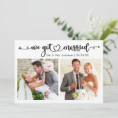 We zijn getrouwd met Calligraphy Heart 2 Photo Wed Aankondiging (Staand voorkant)