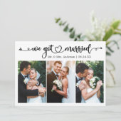 We zijn getrouwd met Calligraphy Heart 3 Photo Wed Aankondiging (Staand voorkant)