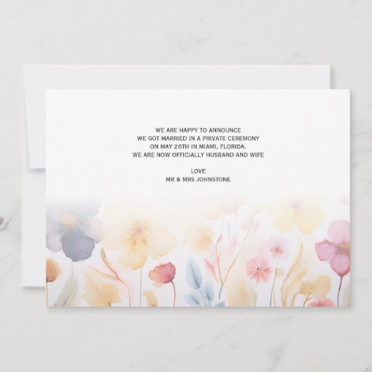 We zijn getrouwd met een bloementrouwkaart kaart (Achterkant)