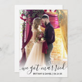 We zijn getrouwd met een moderne script overlay fo bedankkaart (Voorkant / Achterkant)