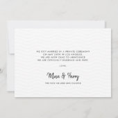 We zijn getrouwd met een moderne scriptfotokaart aankondiging (Achterkant)