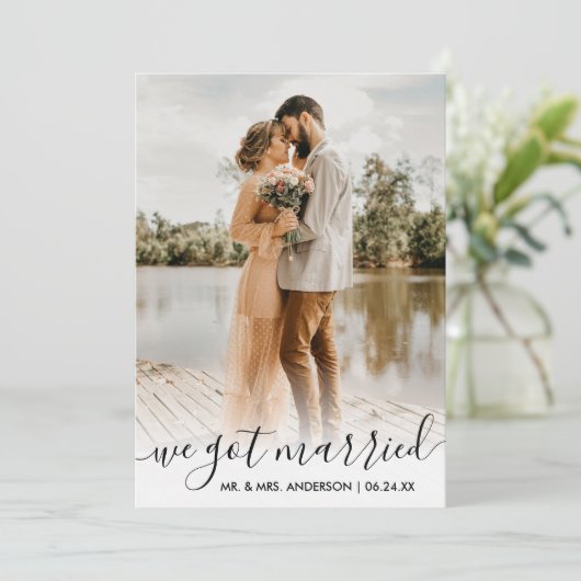 We zijn getrouwd met een trendy script overlay Kaa Bedankkaart (Staand voorkant)