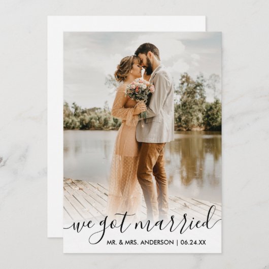 We zijn getrouwd met een trendy script overlay Kaa Bedankkaart (Voorkant / Achterkant)
