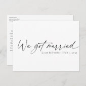 We zijn getrouwd met Elegant Script Minimal Announ Briefkaart (Voorkant / Achterkant)