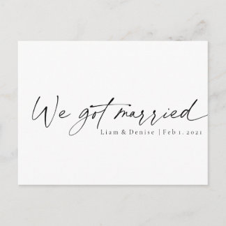 We zijn getrouwd met Elegant Script Minimal Announ Briefkaart