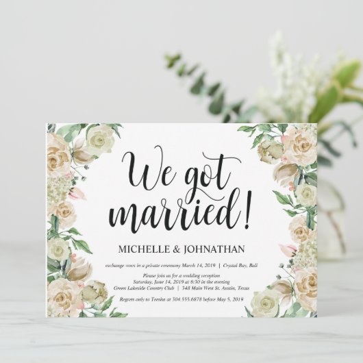 We zijn getrouwd met Elopement Reception Kaart (Staand voorkant)