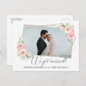 We zijn getrouwd met Floral Eloped Briefkaart (Voorkant / Achterkant)