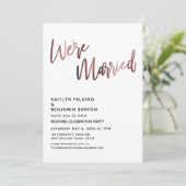 We zijn getrouwd met Roos Gold Wedding Reception Kaart (Staand voorkant)