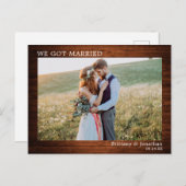 We zijn getrouwd met Wood Minimalist Simple Briefkaart (Voorkant / Achterkant)