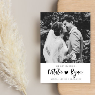 we zijn getrouwd met zwarte en witte bruiloft aank