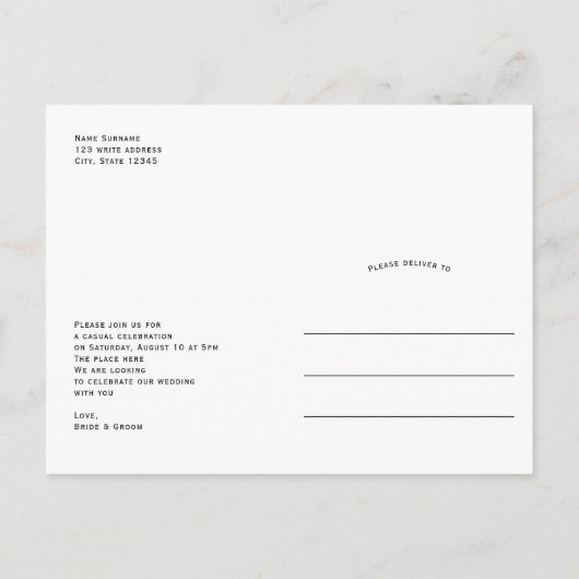 We zijn getrouwd, Modern Arch Simple Photo helopem Aankondigingskaart (Achterkant)