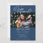 We zijn getrouwd Navy Blue Elopement Kaart (Voorkant)