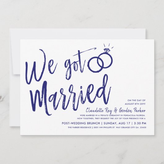 We zijn getrouwd | Post Wedding Brunch Deep Blue Kaart (Voorkant)