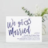 We zijn getrouwd | Post Wedding Brunch Deep Blue Kaart (Staand voorkant)