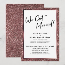 We Zijn Getrouwd! Rose Goud Glitter alleen voor on Kaart