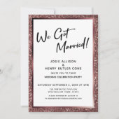 We Zijn Getrouwd! Roze Gouden Glitter Feest Only Kaart (Voorkant)