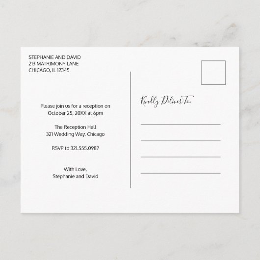 We Zijn Getrouwd Script Foto Bruiloft Elopement Aankondigingskaart (Achterkant)