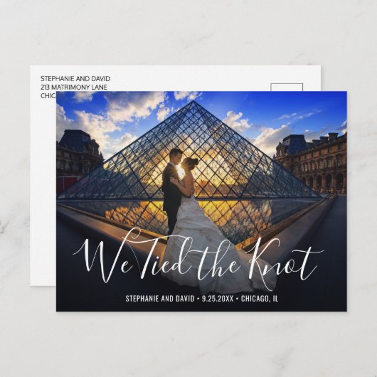 We Zijn Getrouwd Script Foto Trouw Elopement Aankondigingskaart (Voorkant / Achterkant)