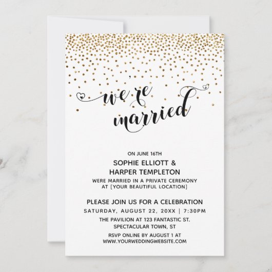 We zijn getrouwd script, Gold Confetti, ontvangst Kaart (Voorkant)