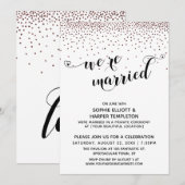 We zijn getrouwd Script Roze Gouden Confetti Bruil Kaart (Voorkant / Achterkant)