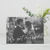 We Zijn Getrouwd! Script Trouwfoto Elopement Kaart (Staand voorkant)