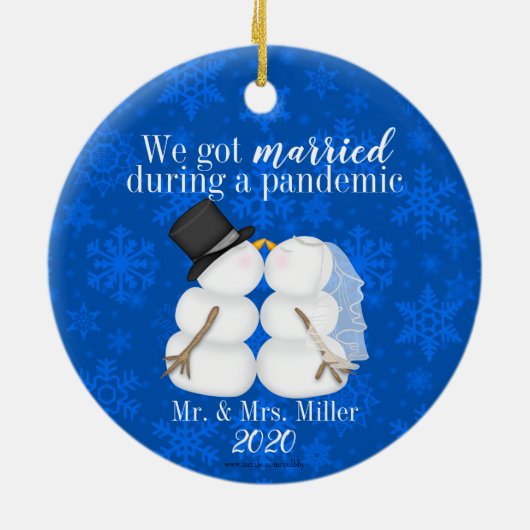 We zijn getrouwd tijdens een pandemie keramisch ornament (Achterkant)