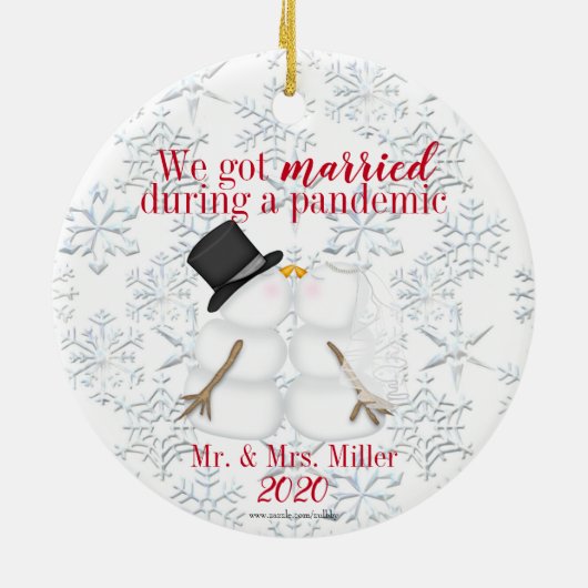 We zijn getrouwd tijdens een pandemie keramisch ornament (Achterkant)