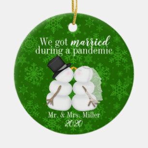 We zijn getrouwd tijdens een pandemie keramisch ornament