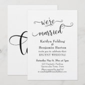 We zijn getrouwd Typografie Trouwreceptie Alleen Kaart (Voorkant / Achterkant)