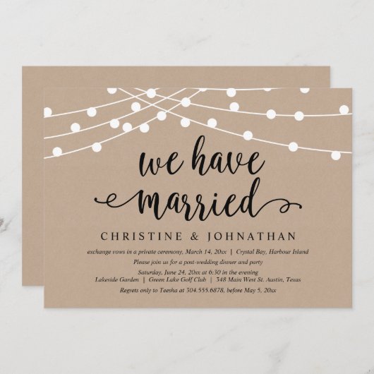 We zijn getrouwd, Uitnodiging Huwelijksfeest (Voorkant / Achterkant)