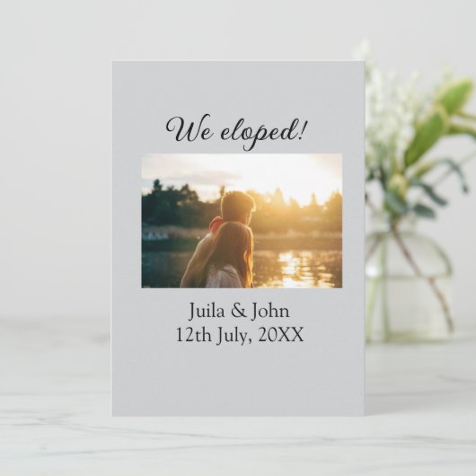 We zijn getrouwd voeg koppel naam stad, datum net  aankondiging (Staand voorkant)