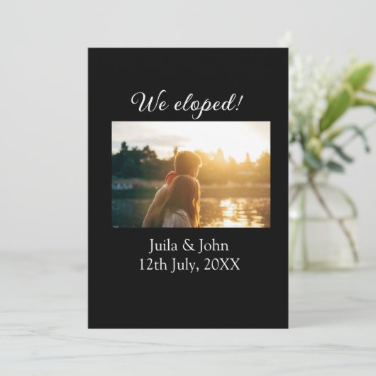 We zijn getrouwd voeg koppel naam stad, datum net  aankondiging (Staand voorkant)