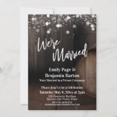 We zijn getrouwd Wood Wine Barrel Lights receptie Kaart (Voorkant)