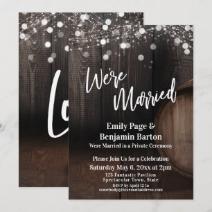 We zijn getrouwd Wood Wine Barrel Lights receptie Kaart