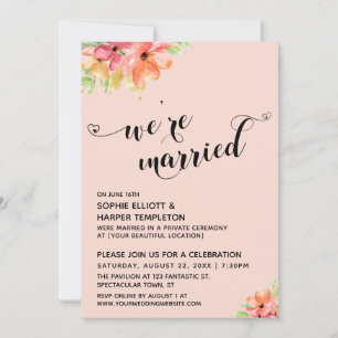 We zijn getrouwde harten Script Blush Boho bloemen Kaart
