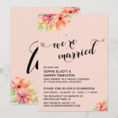 We zijn getrouwde harten Script Blush Boho bloemen Kaart (Voorkant / Achterkant)