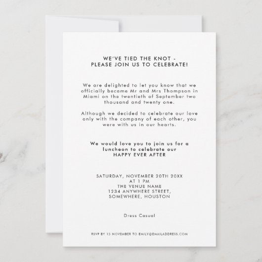 We Zijn Gevlucht Aankondiging Foto Uitnodiging Zwa (Achterkant)