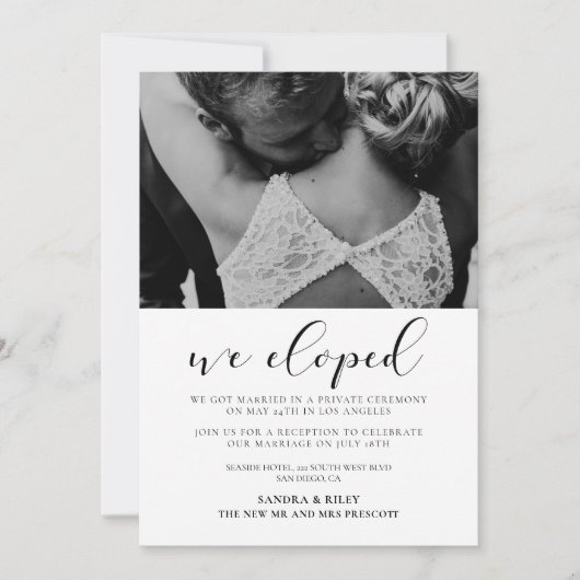 We Zijn Gevlucht Elegante Elopement Aankondiging (Voorkant)