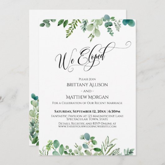 We Zijn Gevlucht Elegante Typografie Eucalyptus Gr Kaart (Voorkant / Achterkant)