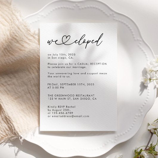 We Zijn Gevlucht en Nu Laten We Onze Trouwreceptie Kaart