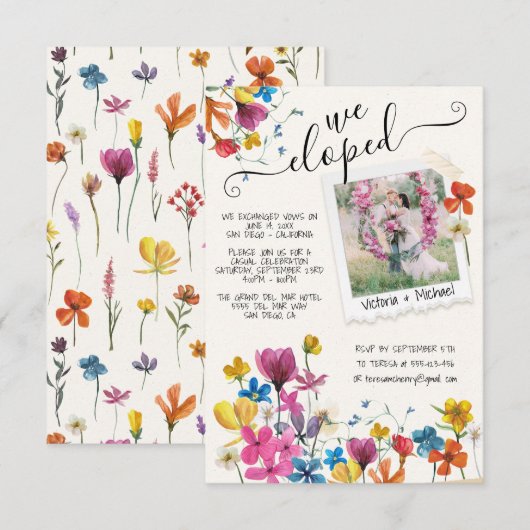 We Zijn Gevlucht Gedroogde Bloemen Boho Aankondigi Kaart (Voorkant / Achterkant)